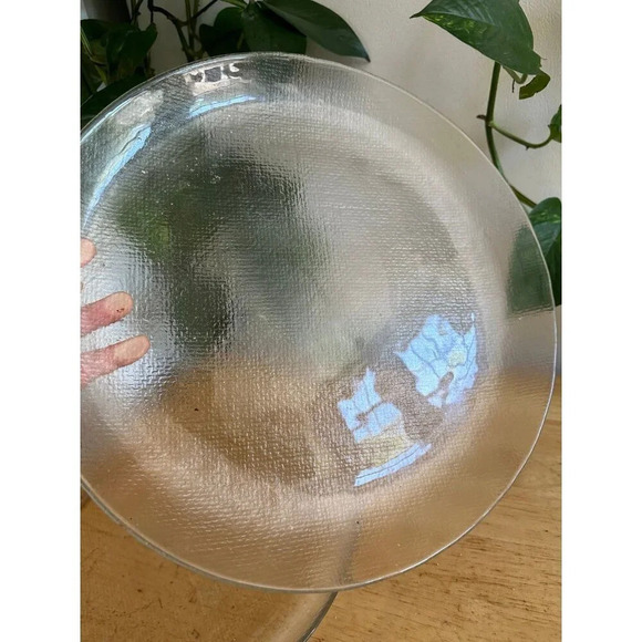 Two Glass clear textured large Plates - Picture 6 of 9